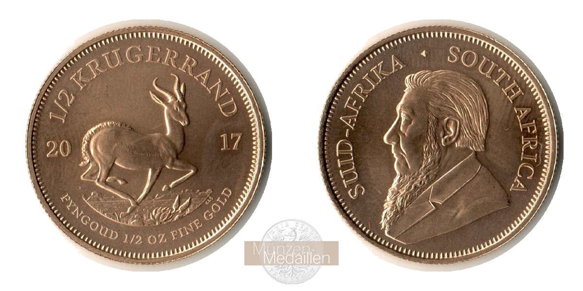 Süd Afrika, Republik seit 1961. MM-Frankfurt Feingold: 15.55g 1/2 Krügerrand 2017 