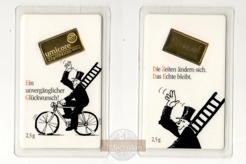  Umicore 2,5g Goldbarren MM-Frankfurt Feingold: 2,5g   