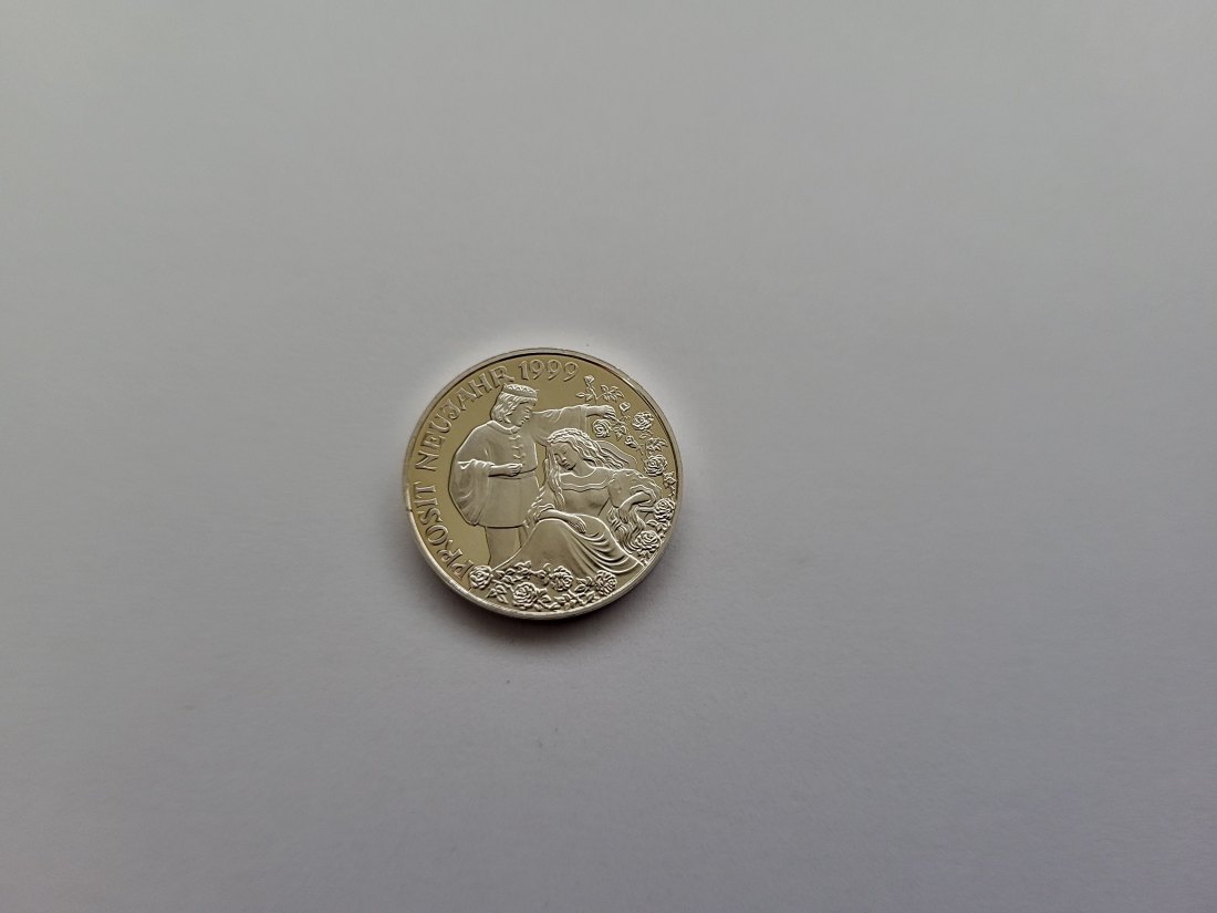  Silbermedaille Prosit Neujahr 1999 900/5g silber Spittalgold9800 (3469)   
