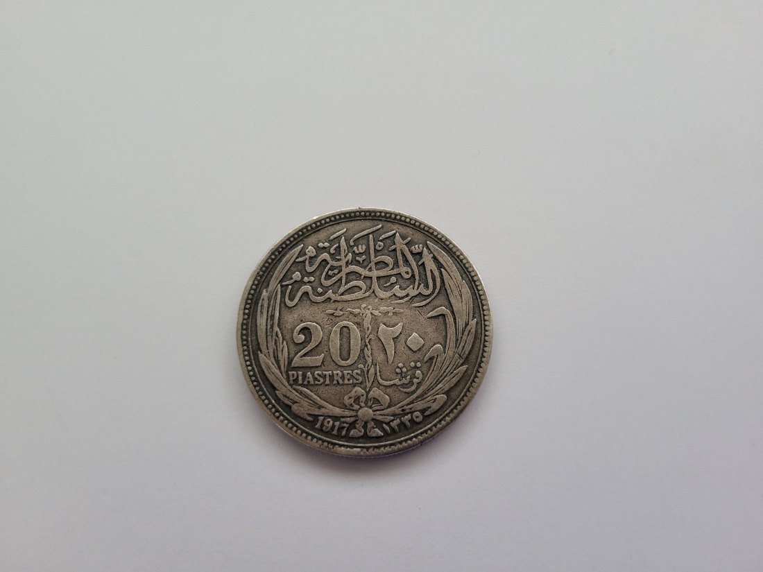  20 Piastres 1917 833/27,2g silber Ägypten Spittalgold9800 (3469)   