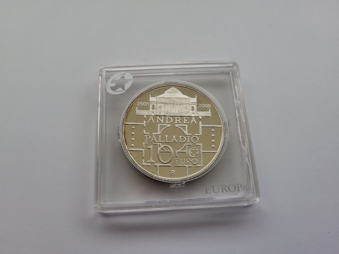  10 Euro 2008 Andrea Palladio 925/22 g silber Italien Spittalgold9800 (3469)   