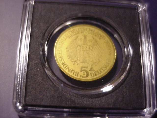  BRD 5 DM Nachbildung in 999er Gold Theodor Fontane   
