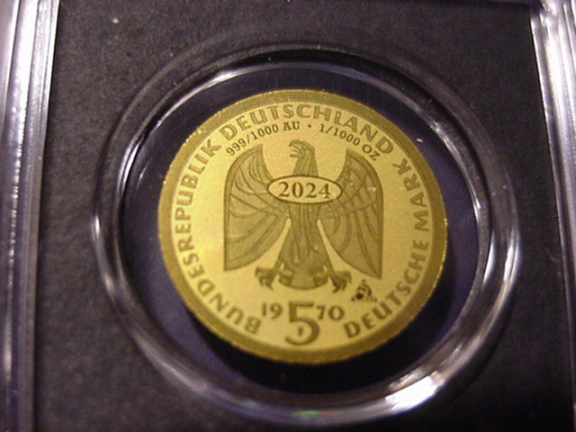  BRD 5 DM Nachbildung in 999er Gold Ludwig v.Beethoven   