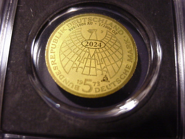  BRD 5 DM Nachbildung in 999er Gold Nikolaus Kopernikus   