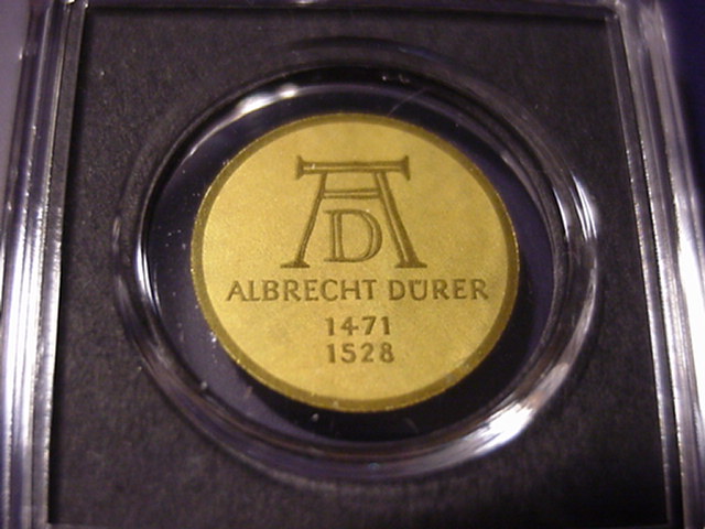 BRD 5 DM Nachbildung in 999er Gold Albrecht Dürer