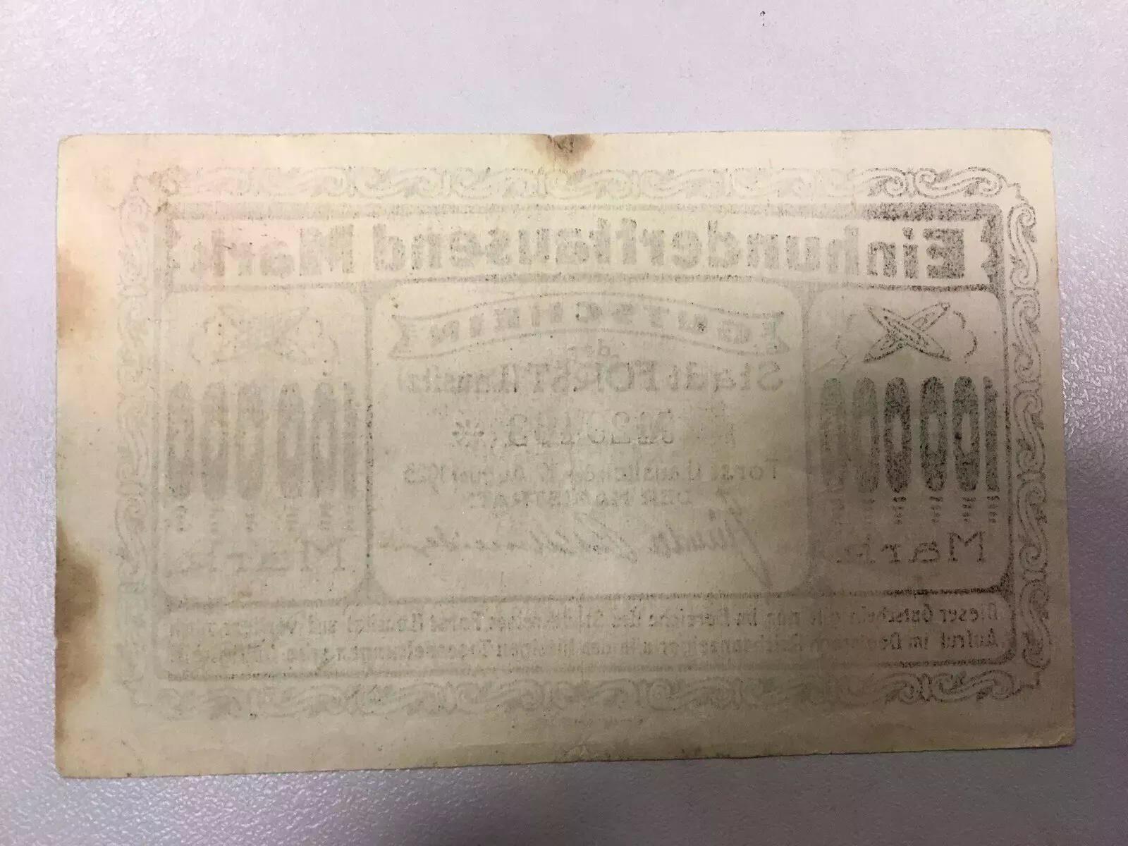  #L30 Notgeld Gutschein Einhunderttausend Mark Stadt Forst Lausitz /Notgeld einseitig/ 17. August 192   
