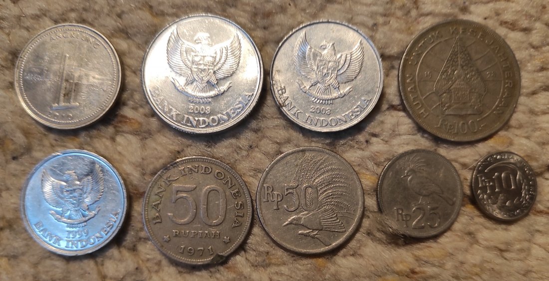  Set 064: Indonesien Münzlot mit 9 verschiedenen Münzen   
