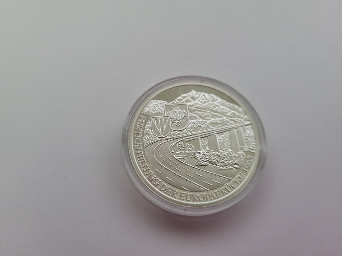  Silbermedaille Fertigstellung der Europabrücke 1963 silber 925/20g Österreich Spittalgold9800 (3469   