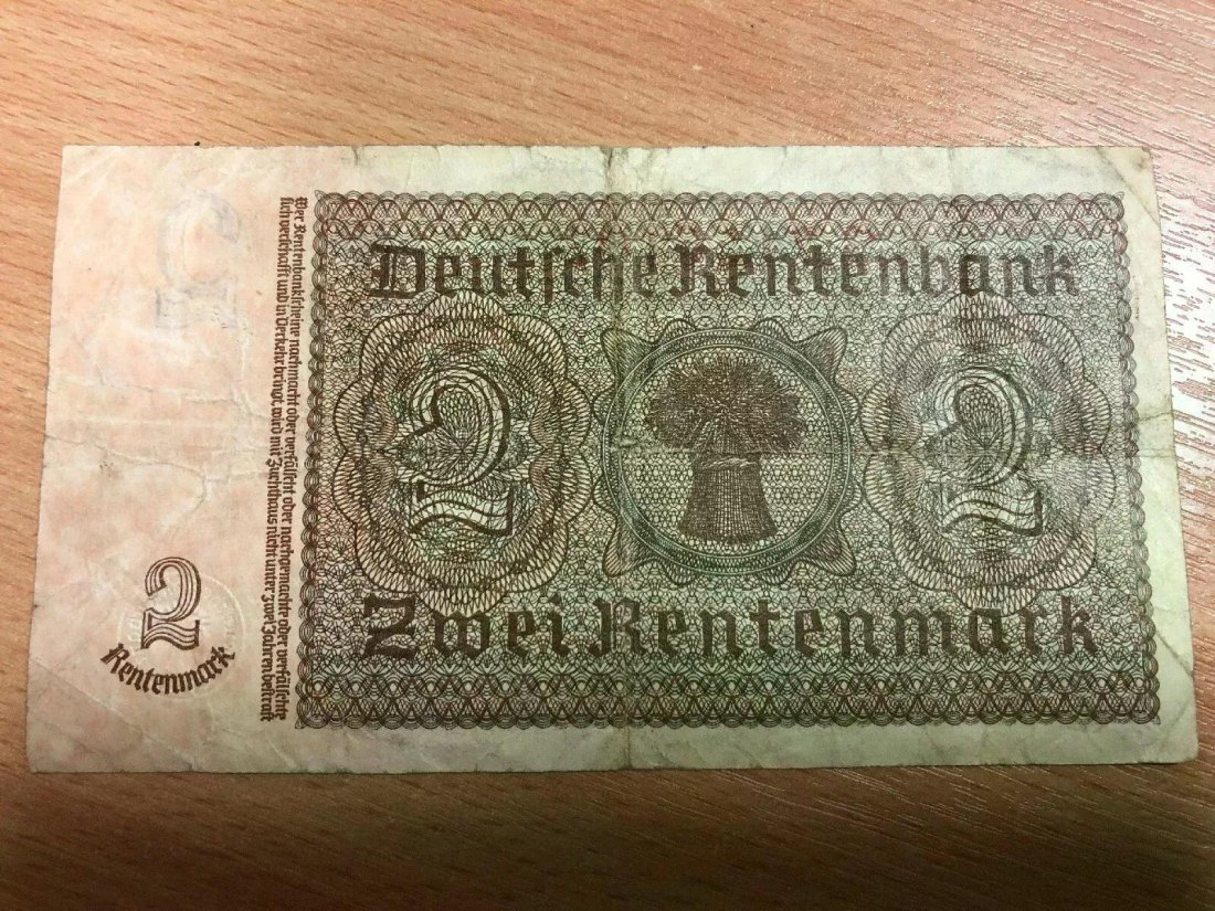  #L37 Zwei Rentenmark vom 30.01.1937  Ro-167a) neu DEU-223a) KN rot 7stellig Serie S 7156103   