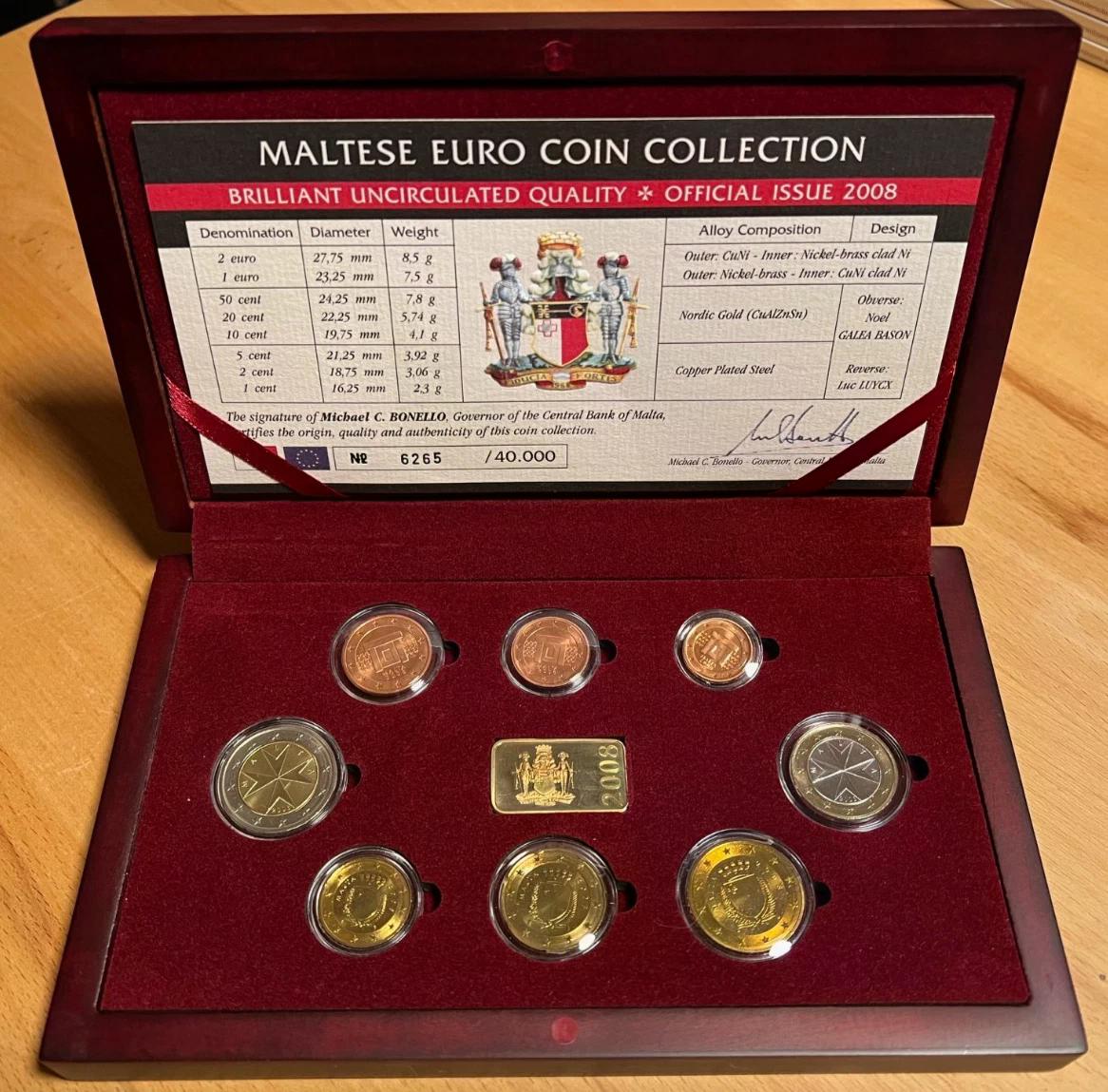  EURO KMS Malta 2008, Orginalausgabe im edlen Holzkästchen   