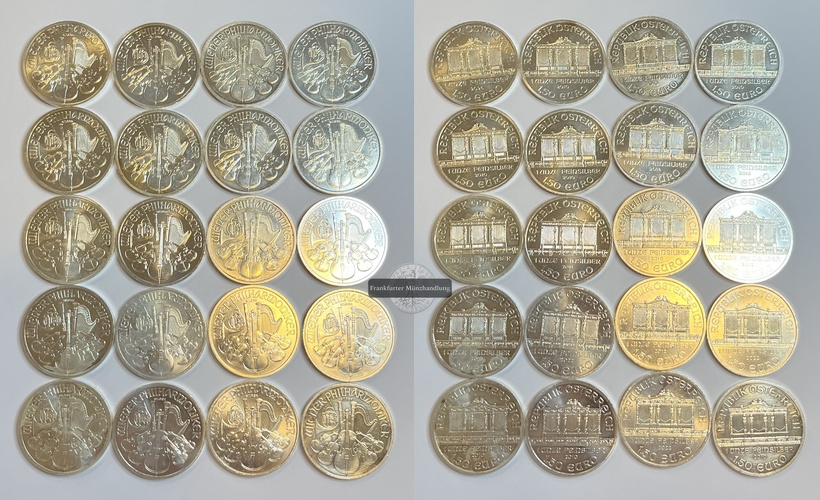  Österreich 20x 1,50 Euro Wiener Philharmoniker 2010-2026 LOT FM-Frankfurt Feinsilber: 622g   