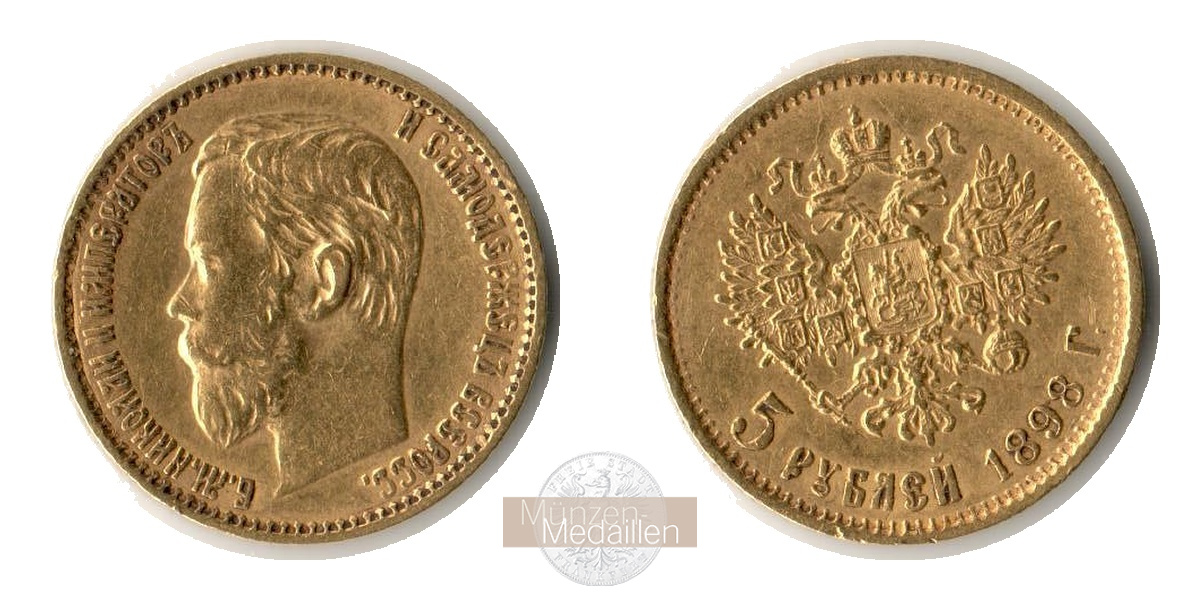  Russland 5 Roubles Nicholas II 1899 (1898-1911) MM-Frankfurt Y#62 Feingold: 3,87g   