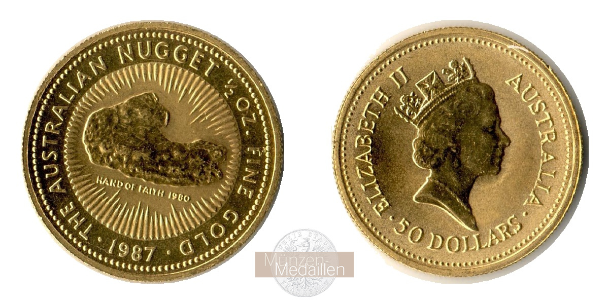 Australien Nugget MM-Frankfurt Feingold: 15,5g 50 Dollars 1987 
