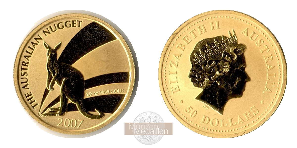 Australien  50 Dollar MM-Frankfurt Feingold: 15,5g Kangaroo 2007 