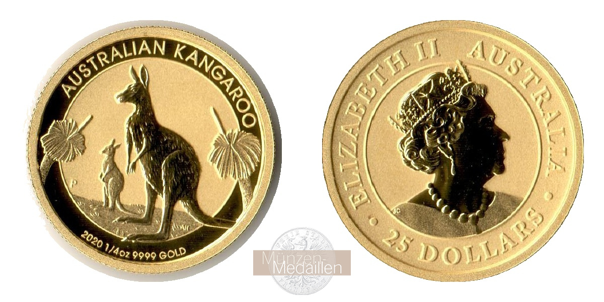 Australien  25 Dollars MM-Frankfurt Feingold: 7,78g Kangaroo 2020 