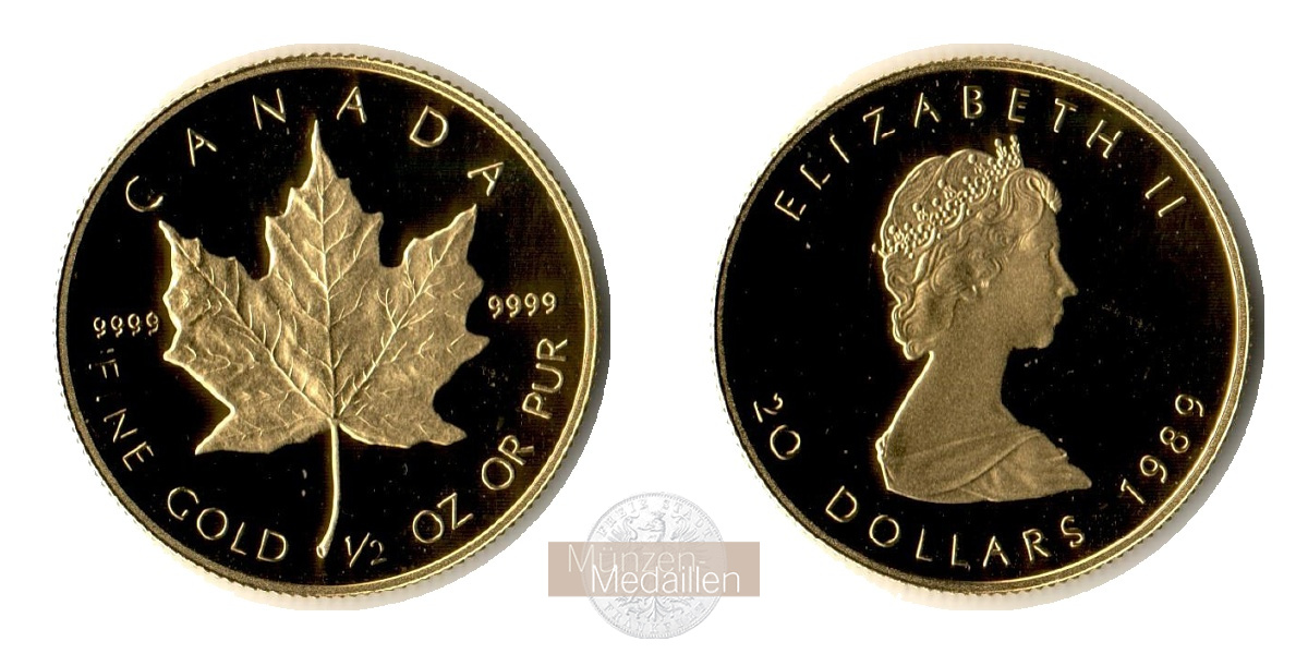 Kanada MM-Frankfurt Feinplatin: 15,55g 20 Dollar 1989 
