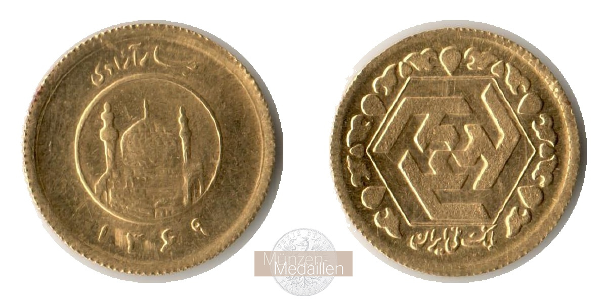 Iran, Islamische Republik Iran (1979-91) MM-Frankfurt KM#1265 Feingold: 1,827g 1/4 Ashrafi - 1991  
