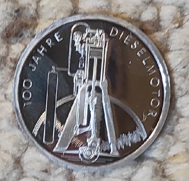  Deutschland 10 Mark 1997, SILBER, 100 Jahre Dieselmotor   