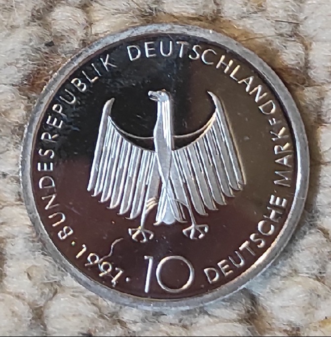  Deutschland 10 Mark 1997, SILBER, 100 Jahre Dieselmotor   