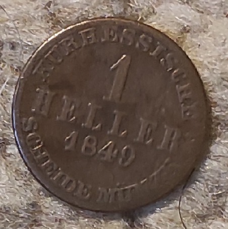  Hessen 1 Heller 1849, seltenster Jahrgang der Münze   