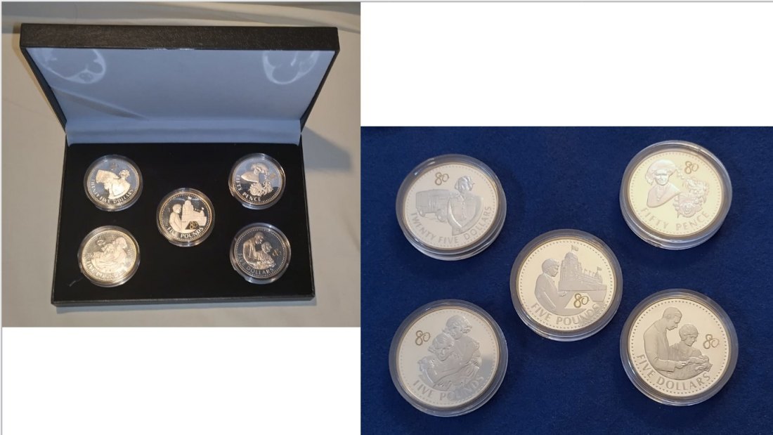  Numismatisches Schmankerl: 5x Gedenkmünze 80.Geburtstag der Queen 2006 -pP.- 130,8gr. Silber gilded   