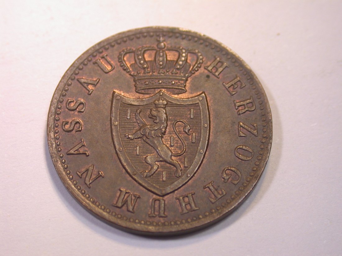 K03 Nassau  1 Kreuzer 1844 in vz-st/f.ST !!   Originalbilder   