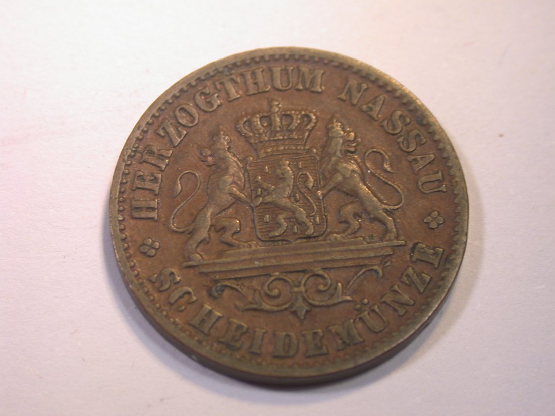  K03 Nassau  1 Kreuzer 1861 in ss-vz   Originalbilder   