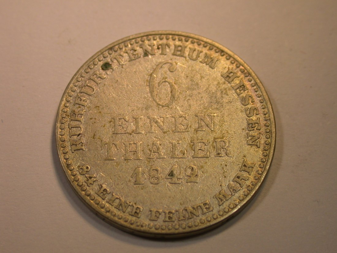  K03 Hessen Kassel 1/6 Taler Silber 1842 in ss/ss+  Originalbilder   
