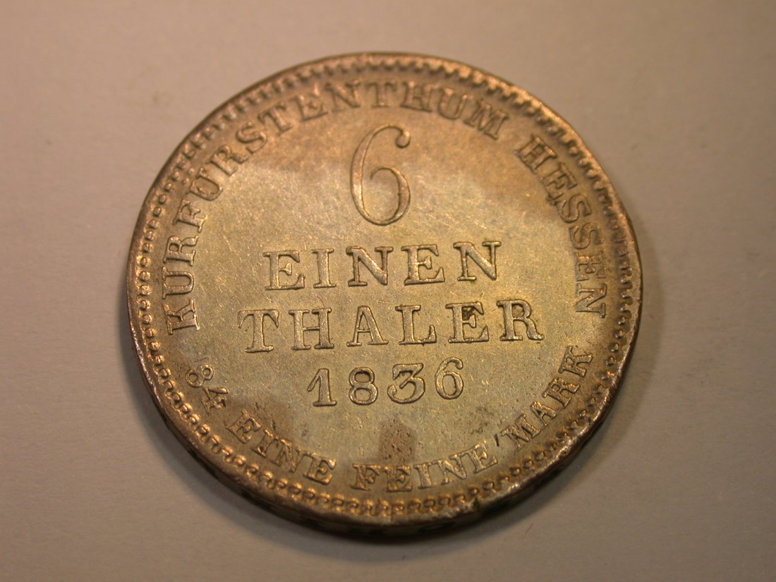  K03 Hessen-Kassel  1/6 Taler 1836 in ss/ss-vz Silber  Originalbilder   