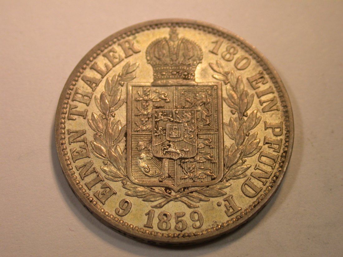  K03 Hannover  1/6 Taler 1859 in vz/vz-st   Silber  Originalbilder   
