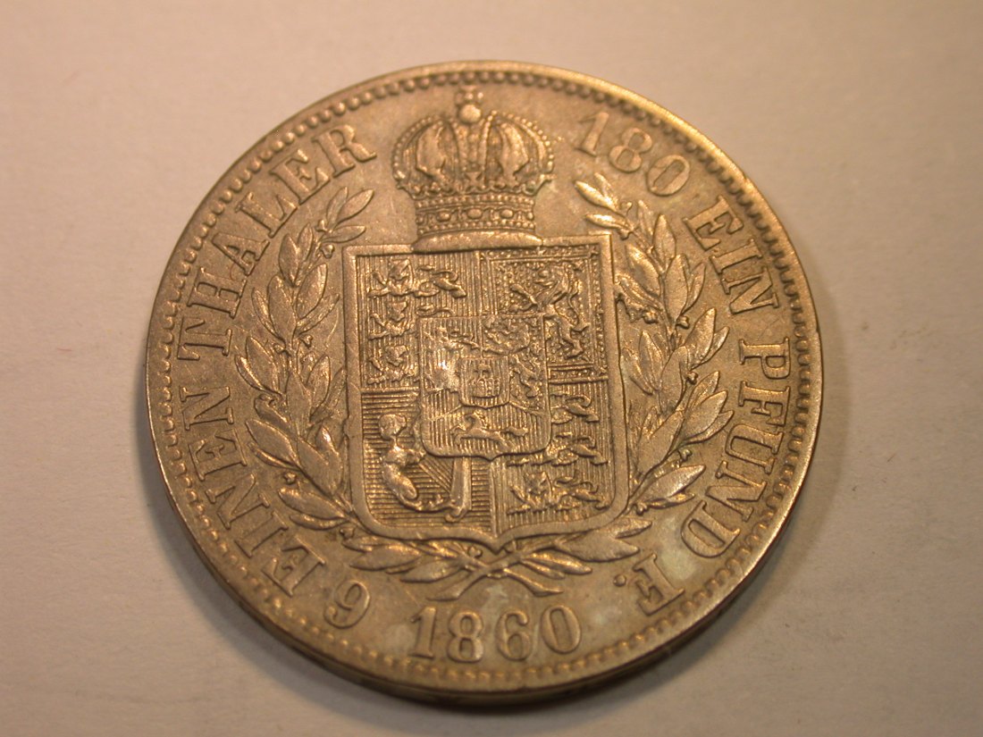  K03 Hannover  1/6 Taler 1860 in ss/ss+    Silber  Originalbilder   