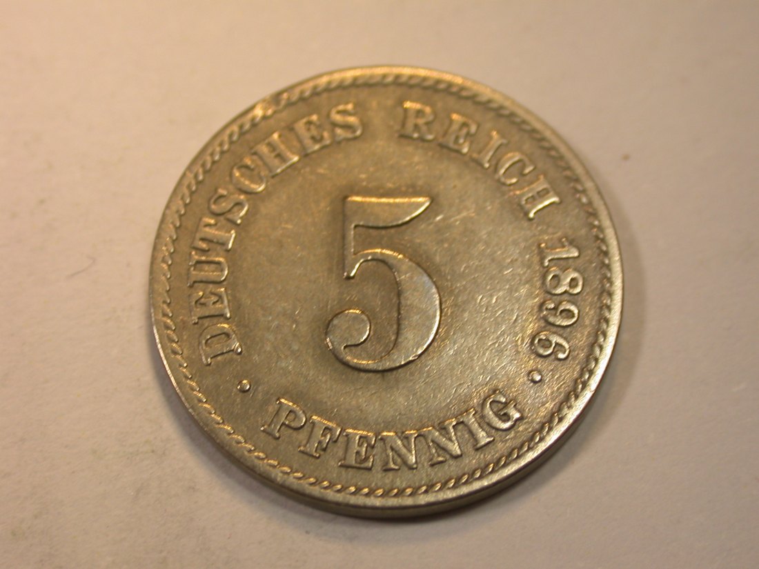 K03 KR 5 Pfennig 1896 E in s-ss Originalbilder