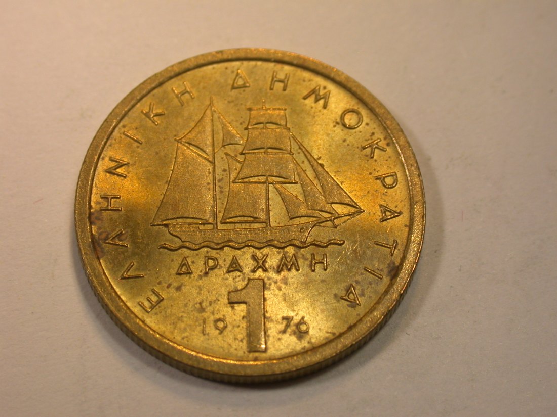  K03  Griechenland 1 Drachme 1976 in unc   Originalbilder   
