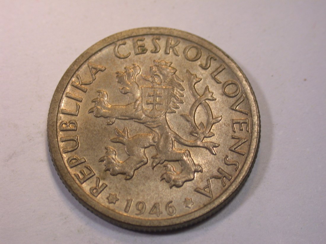  K03  CSSR 1 Krone 1946 in f.ST/ST   Originalbilder   