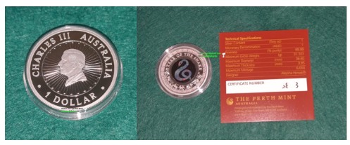  Australien 1 Dollar Opal Serie - 2025 Lunar Snake OVP - PP 1oz Silber + Opal-Einlage   