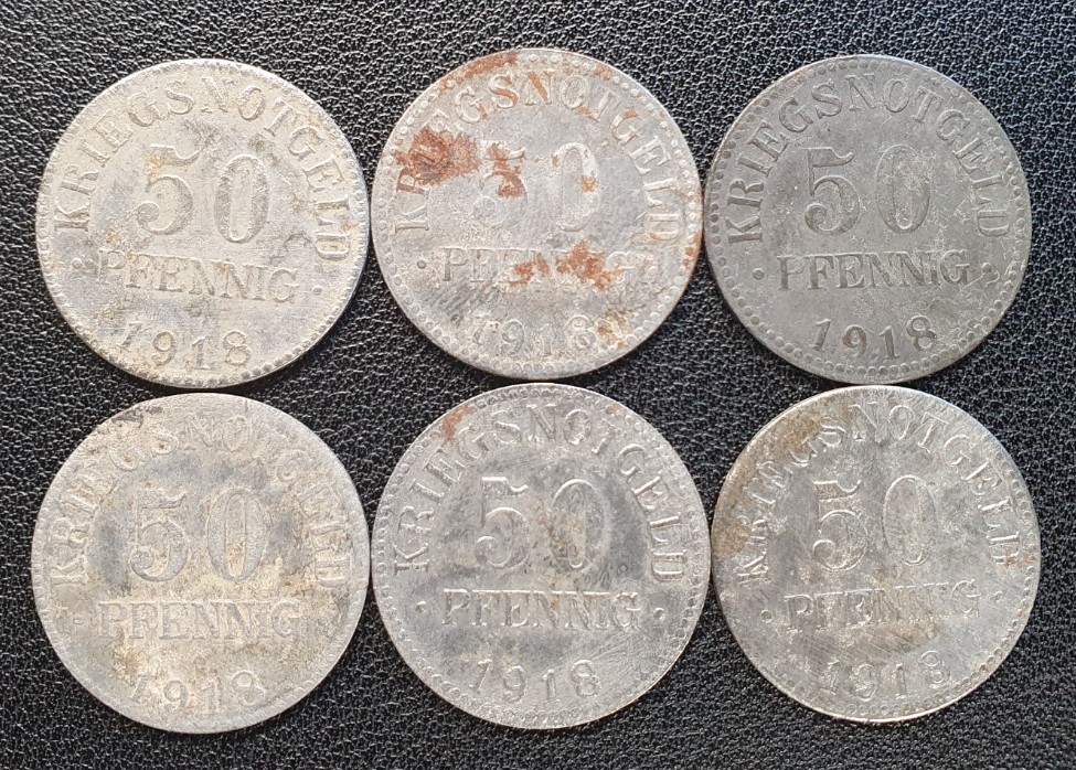  BRAUNSCHWEIG: KRIEGSNOTGELD: 50 Pfennig 1918 / HERZOGTUM 6 Münzen Konvolut #5   
