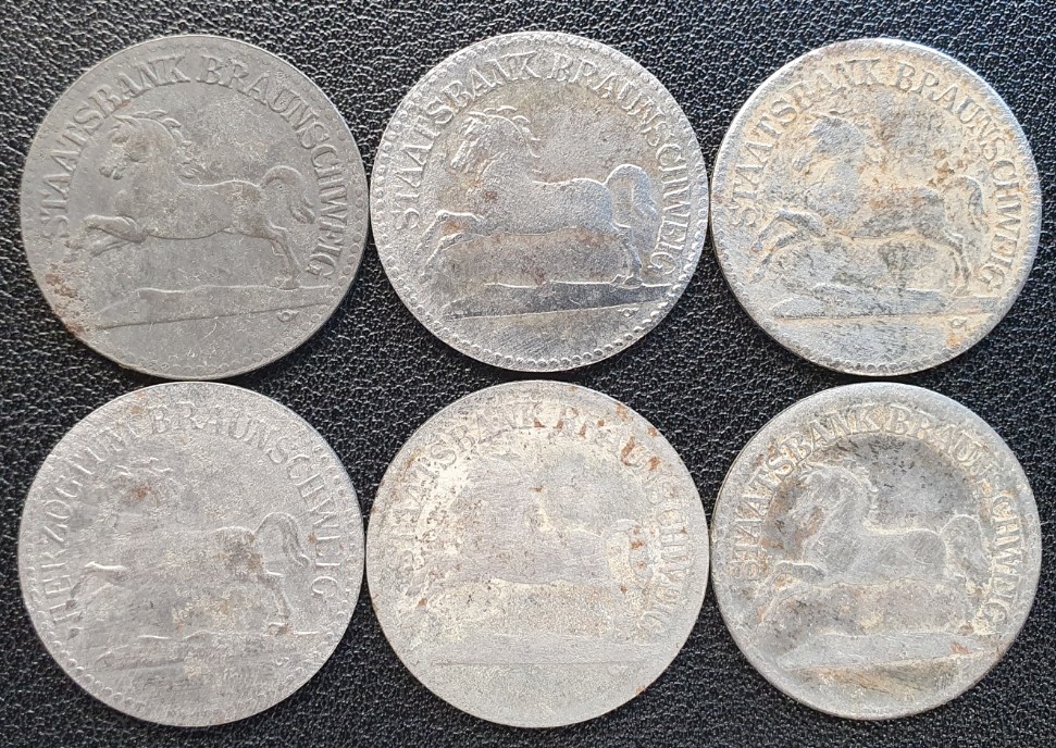  BRAUNSCHWEIG: KRIEGSNOTGELD: 50 Pfennig 1920 / HERZOGTUM & STAATSBANK 6 Münzen Konvolut #6   