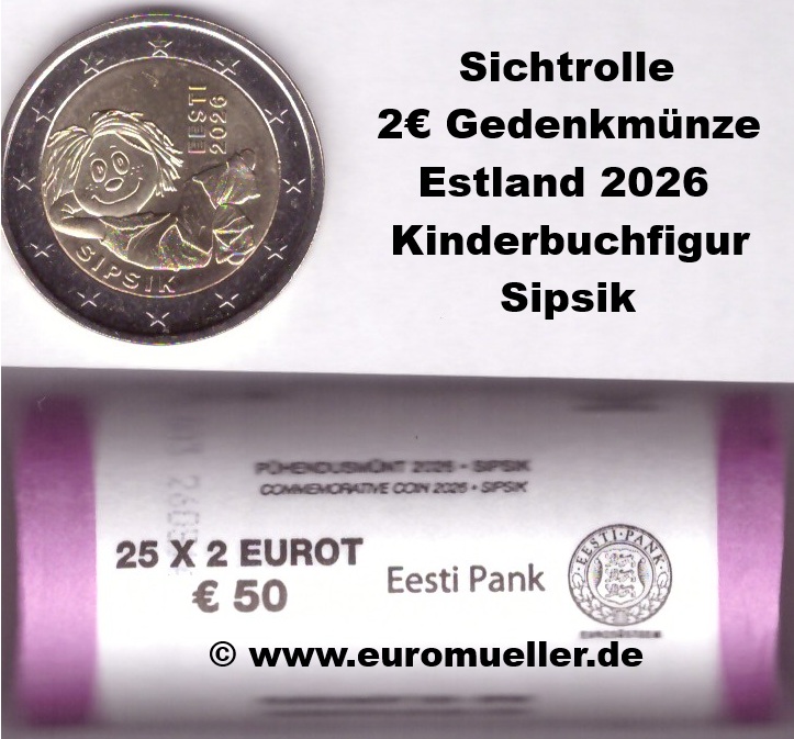 Estland Rolle 2 Euro Gedenkmünze 2026...Sipsik...unc.   