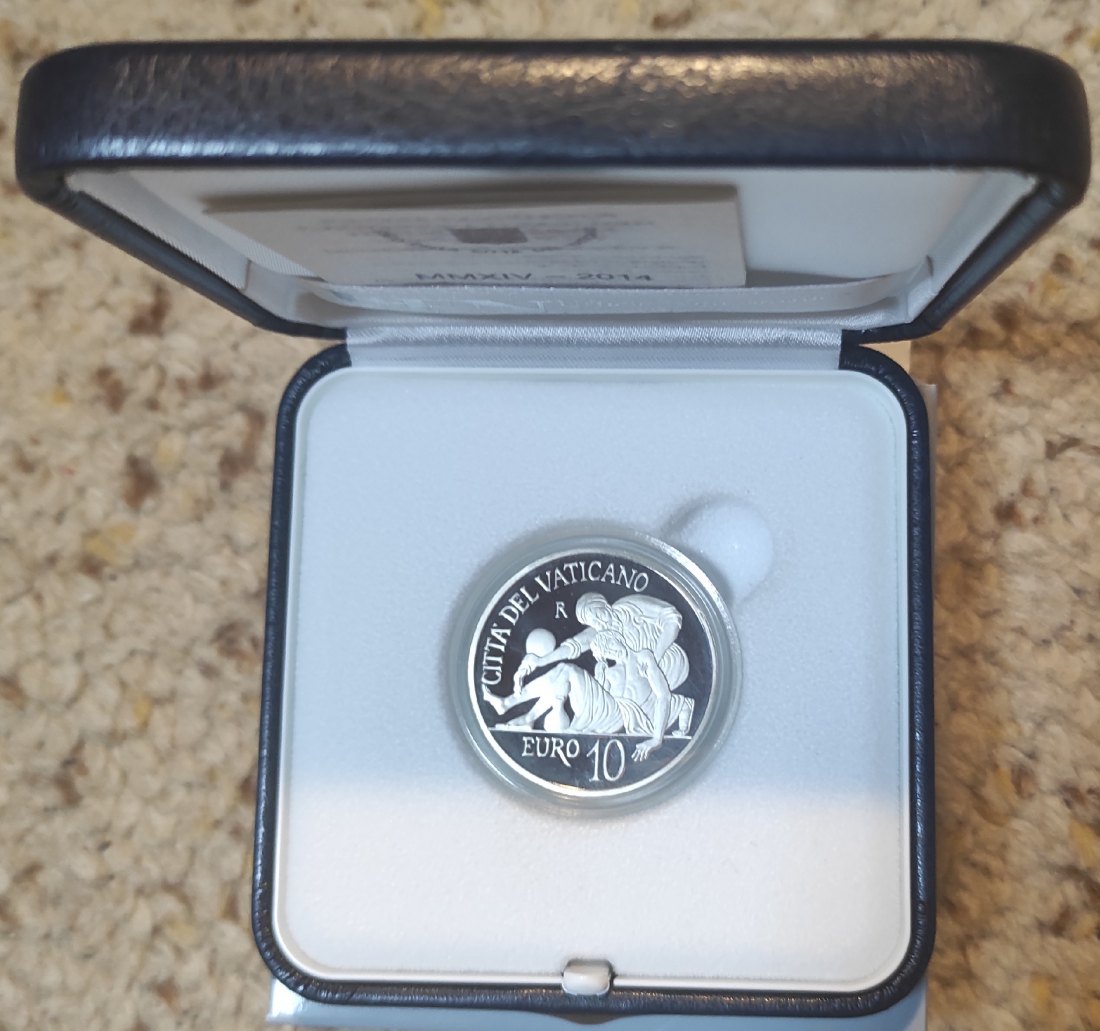  Vatikan 10 € 2014, SILBER, Welttag der sozialen Kommunikation in Original-Schatulle und Echtheitszer   