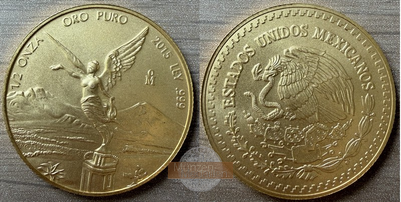 Mexico Libertad MM-Frankfurt Feingewicht: 15,5g Gold kein Nennwert - 1/2 Onza 2015 
