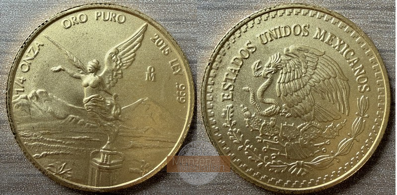 Mexico Libertad MM-Frankfurt Feingewicht: 7,78g Gold kein Nennwert - 1/4 Onza 2015 