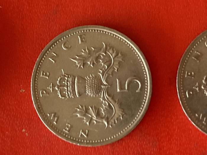 Münze Münzen Umlaufmünze Großbritannien 5 Pence 1980