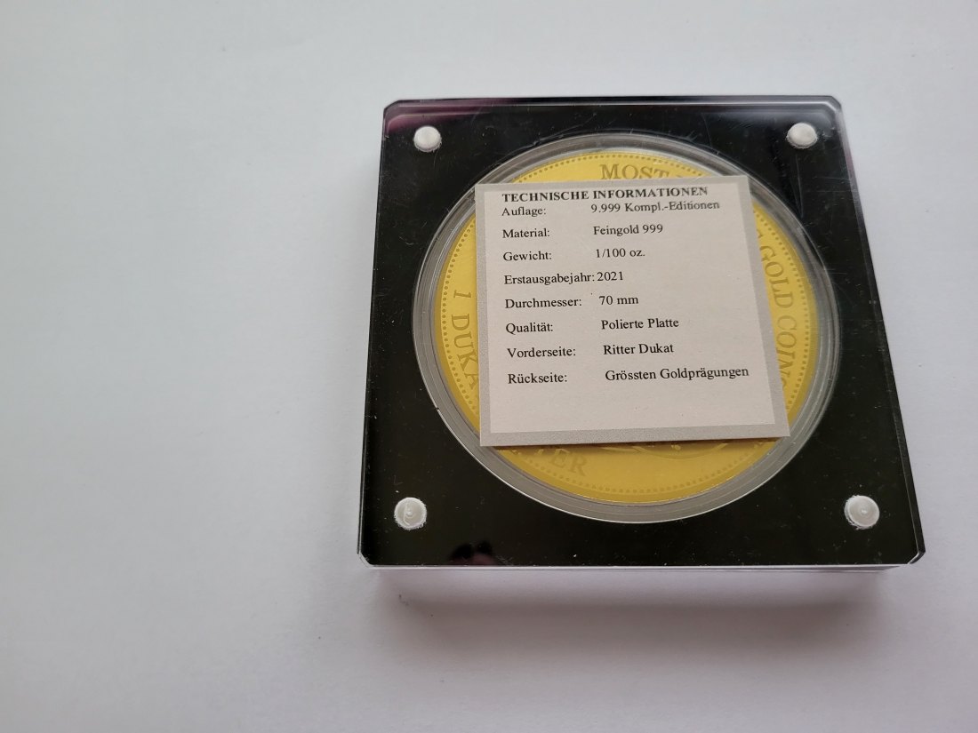  Goldmedaille 1/100 Oz 2021 Ritter Dukat 9.999 USA Spittalgold9800 (5526   