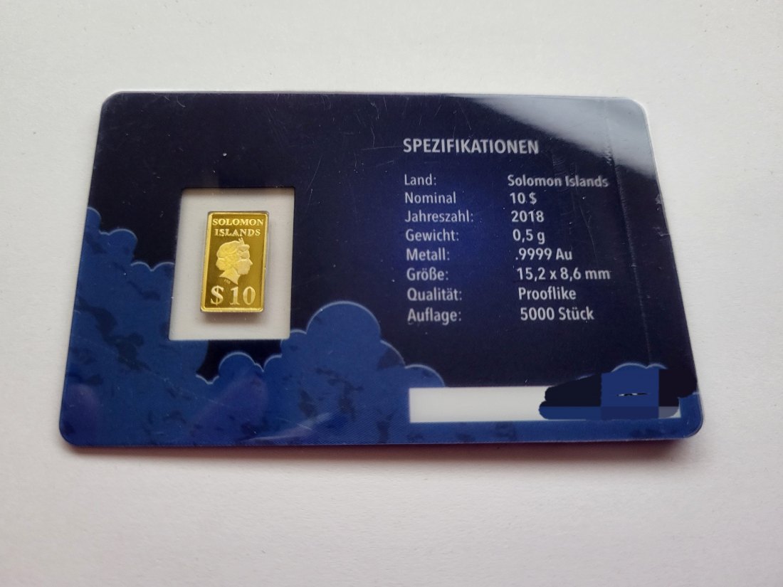  10 Dollar 2018 Goldbarren 0,5g 9999 Solomon Island Spittalgold9800 (3460   