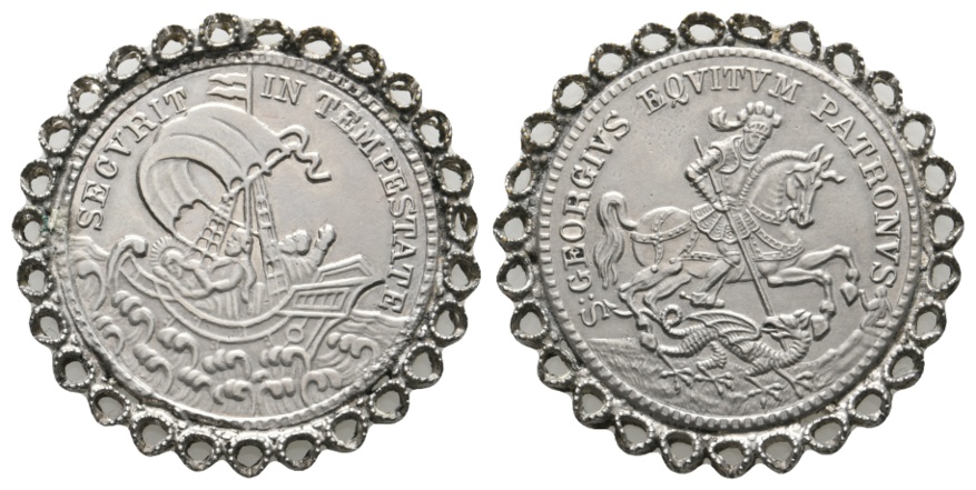  Medaille; St. Georg; in Schmuckfassung; 11,38 g; Ø 37,18 mm   