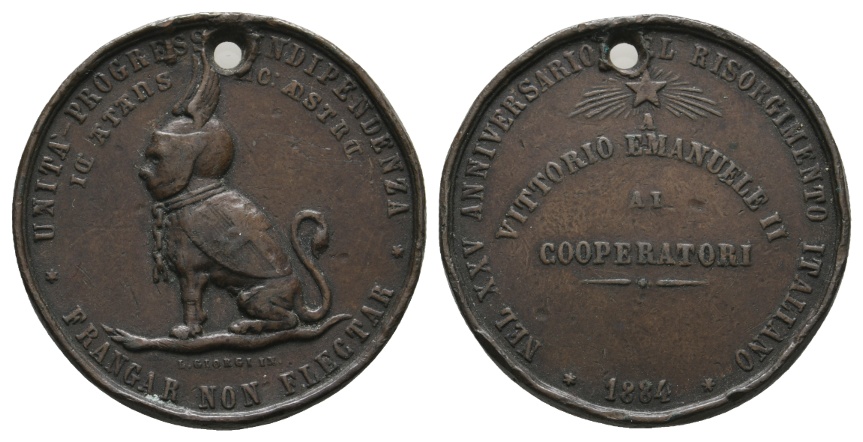  Medaille 1884; Italien; 25. Jahrestag des italienischen Risorgimento; 13,73 g; Ø 32,01 mm   