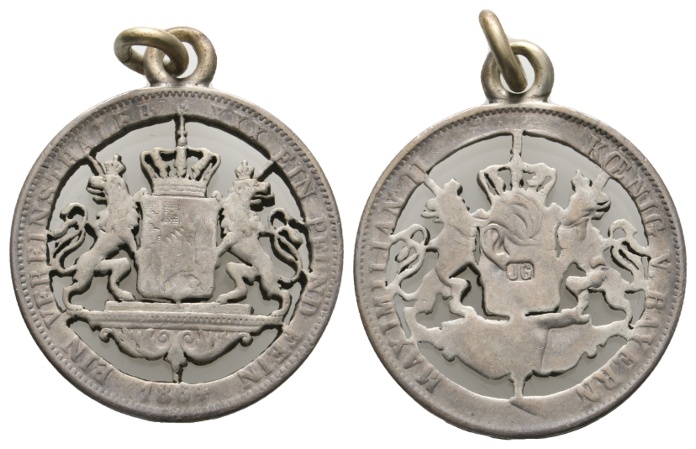  Bayern, Vereinstaler 1864; gehenkelt; 14,68 g; Ø 33,04 mm   