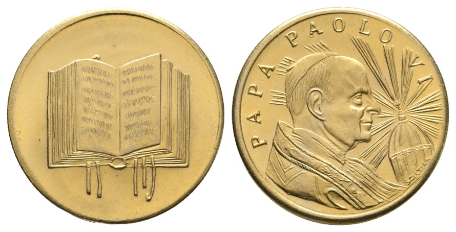  Medaille; Papa Paolo; vergold. Bronze; 7,49 g; Ø 28,64 mm   