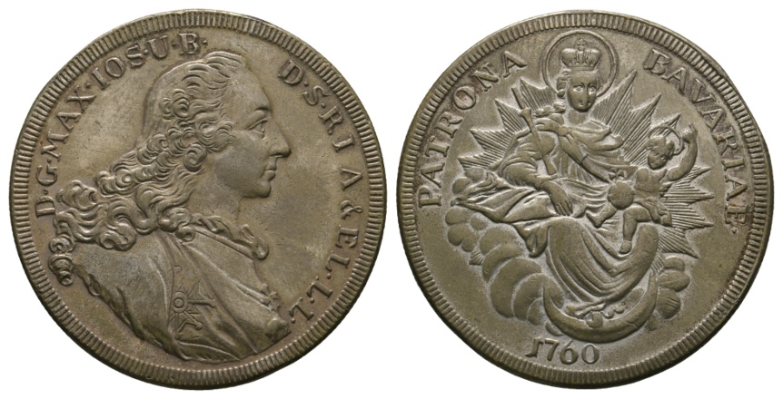  Bayern, Lauersche Nachprägung d. Madonnentalers 1760; Henkelspur; 18,50 g; Ø 39,59 mm   