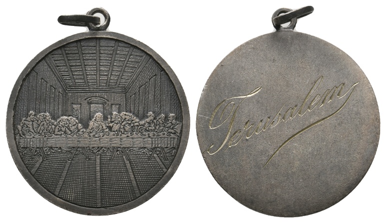  Medaille; Letzte Abendmahl; Jerusalem; gehenkelt; 6,69 g; Ø 29,66 mm   